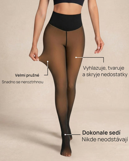 Termo punčocháče s fleecem a vzhledem silonek